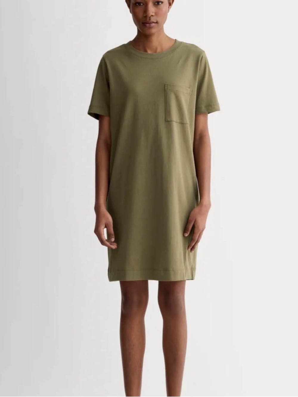 Everlane Women's Sage Green Short-Sleeve Pocket Tee Dress